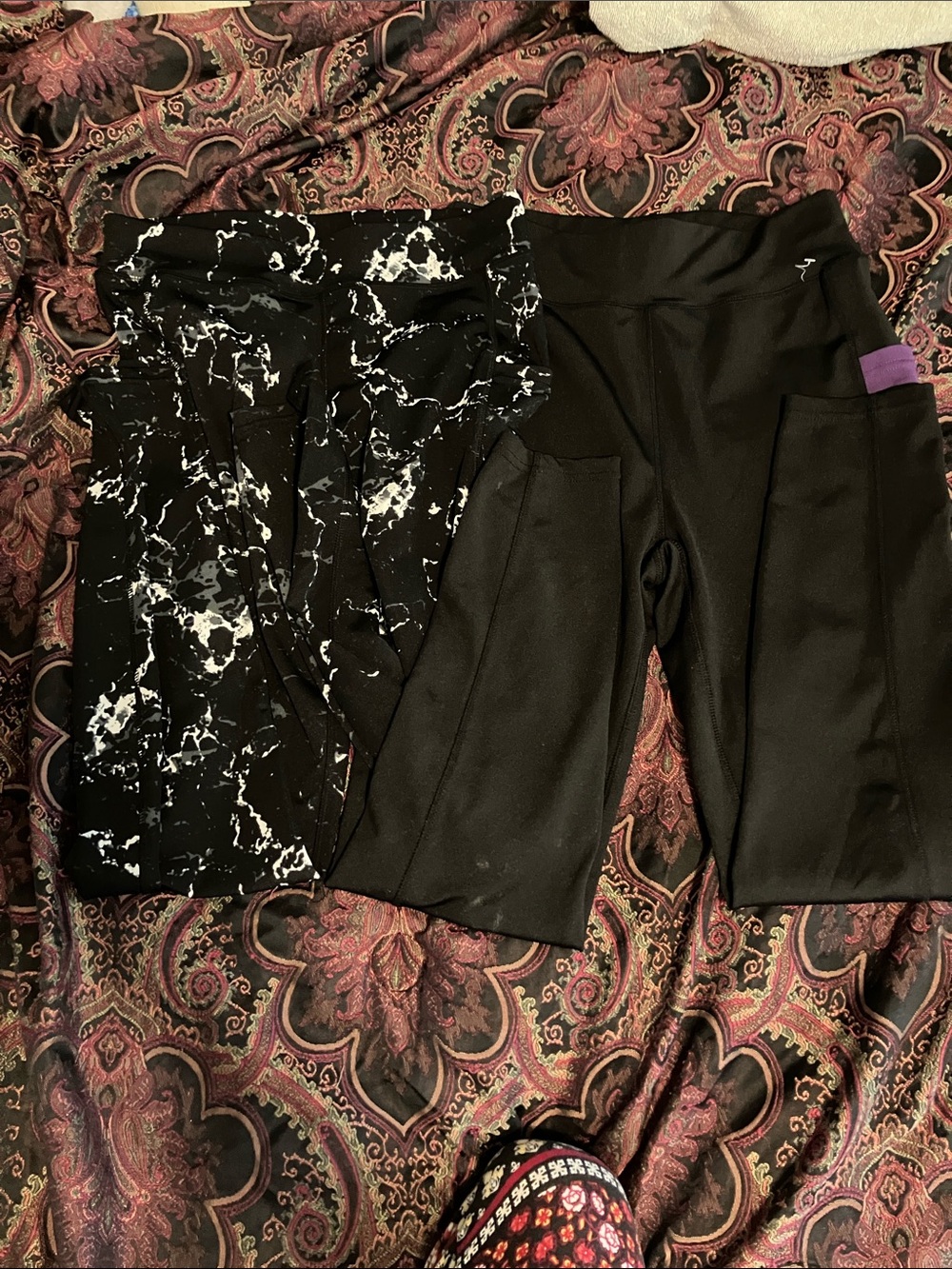 2 pairs POP Fit Black Active Leggings with Subtle Patterned Waistband